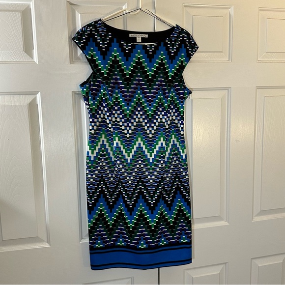 Maggy London dress blue pixelated chevron print - Picture 4 of 12